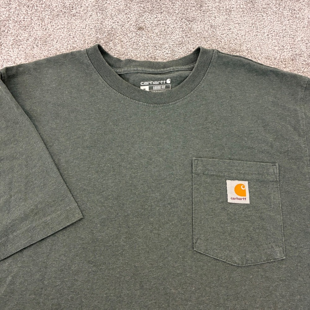 Carhartt K87 Loose Fit Pocket T-Shirt Mens Medium Green Heather Short Sleeve